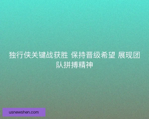 独行侠关键战获胜 保持晋级希望 展现团队拼搏精神